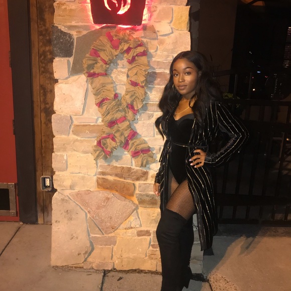 Black velvet leotard, Long cardigan - Picture 5 of 5